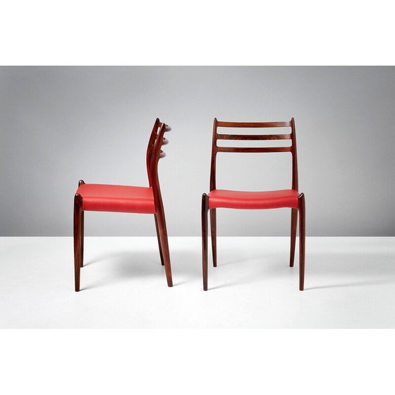 Image 1 of Set van 8 palissander Model 78 eetkamerstoelen, Niels Moller 1962