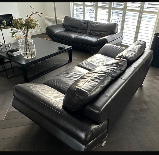 2x Natuzzi Leren Banken