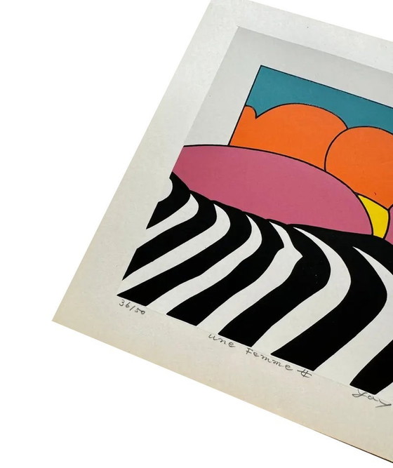 Image 1 of Une Femme - Tsuyoshi Yayanagi - Originele zeefdruk - Pop Art - 1970