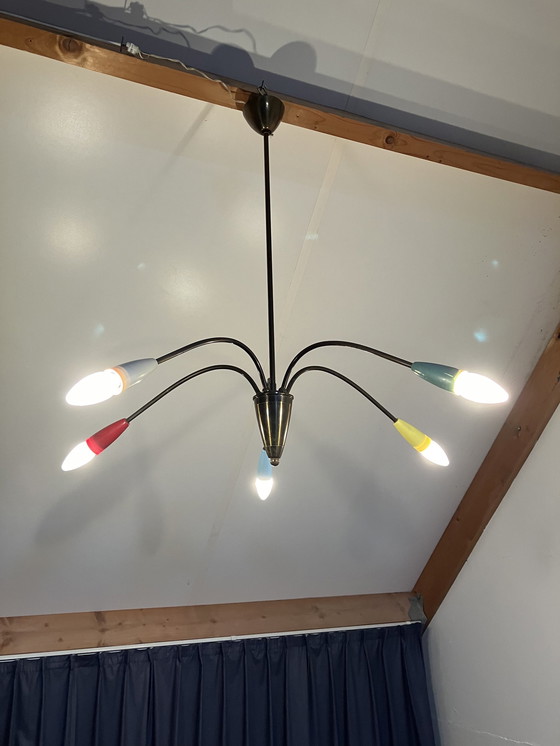 Image 1 of Vintage Spider Sputnik Jaren 50/60 Hanglamp 5 Armen