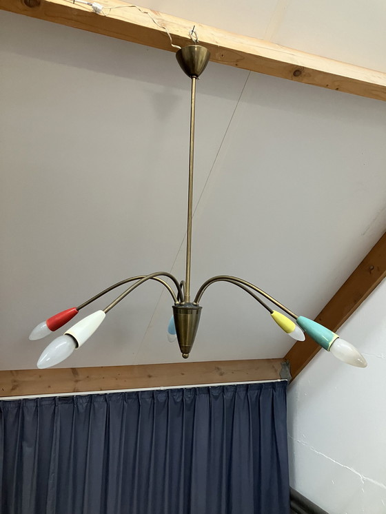 Image 1 of Vintage Spider Sputnik Jaren 50/60 Hanglamp 5 Armen