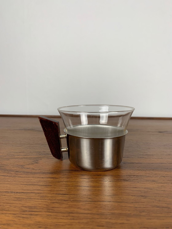 Image 1 of Set van 4 bekers van metaal en glas, 1970