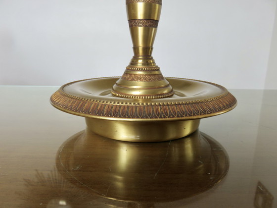 Image 1 of Empire stijl Lucien Gau lamp in massief brons verguld met helder goud