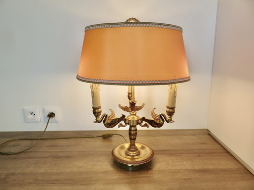 Empire stijl Lucien Gau lamp in massief brons verguld met helder goud