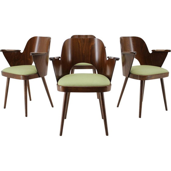 Image 1 of Set van 4 vintage houten eetkamerstoelen door Oswald Haerdtl, Tsjecho-Slowakije 1960