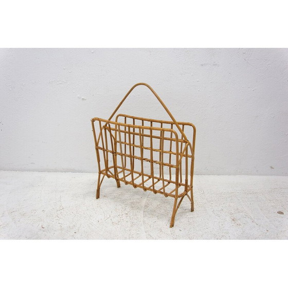 Image 1 of Tijdschriftenrek van riet, Mid century, Tsjecho-Slowakije 1960