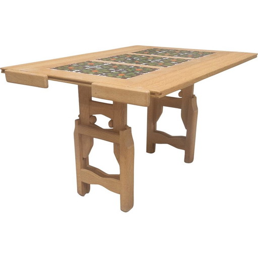 "Sébastien" vintage tafel met licht eiken systeem van Guillerme et Chambron