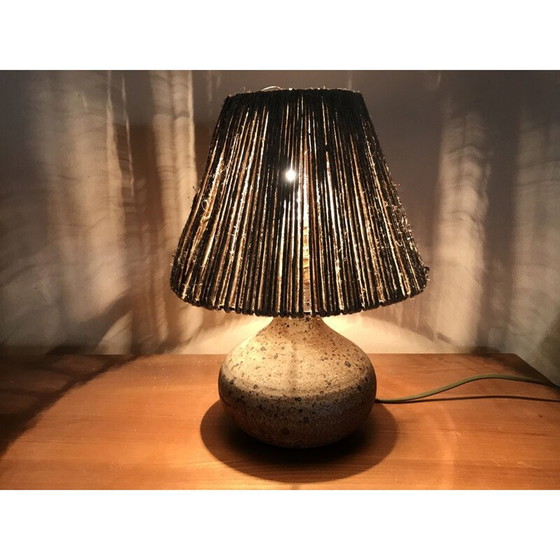 Image 1 of Vintage lamp van steengoed en touw, 1950