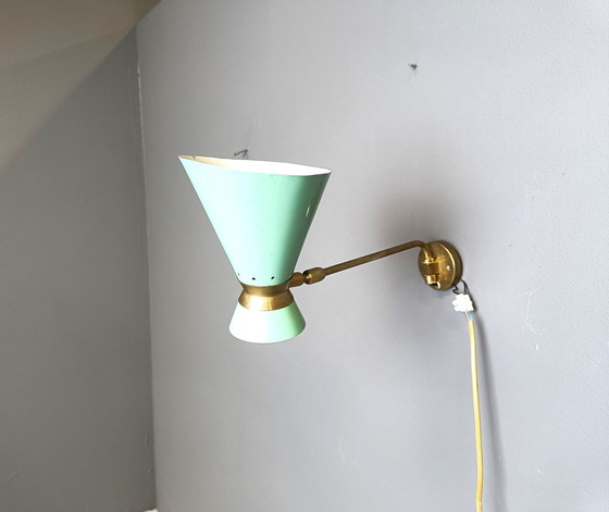 Image 1 of Mid Century Italiaanse scharnierende wandlamp, 1950S