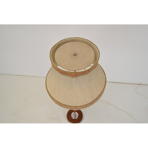 Vintage vloerlamp van stof, hout en chroom, Duitsland 1960