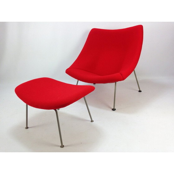 Image 1 of Vintage Oyster fauteuil met voetenbankje van Pierre Paulin voor Artifort, 1965