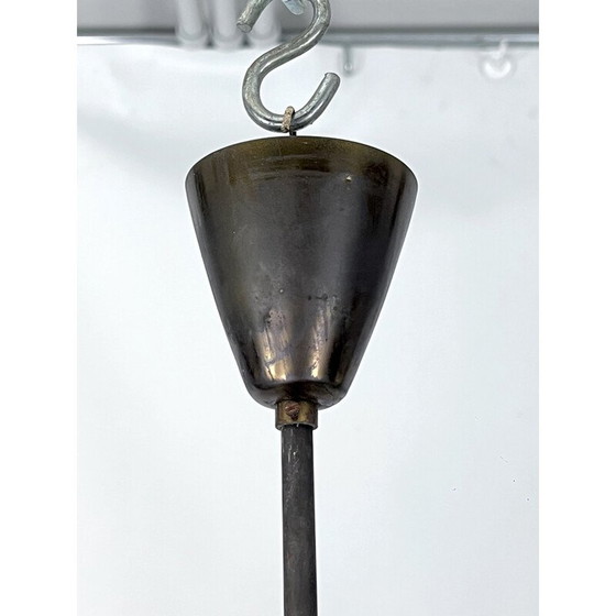 Image 1 of Vintage kroonluchter van messing en plexiglas voor Lampter Milano, Italië 1950