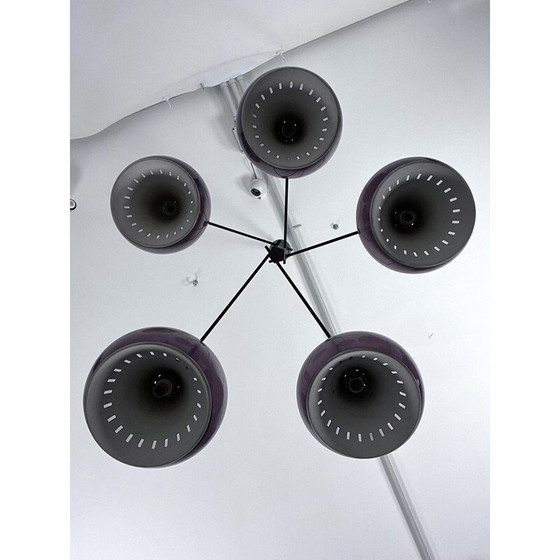 Image 1 of Vintage kroonluchter van messing en plexiglas voor Lampter Milano, Italië 1950