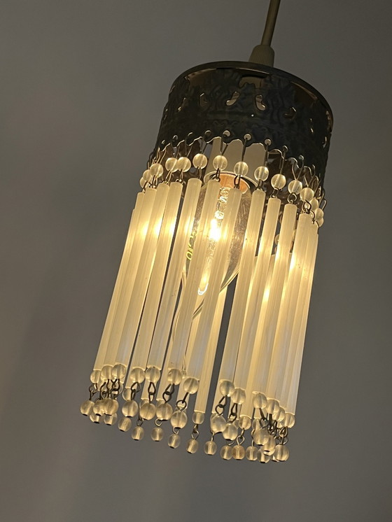 Image 1 of Set Van 2 Vintage Opaline Staafjes Hanglampen Kristal 