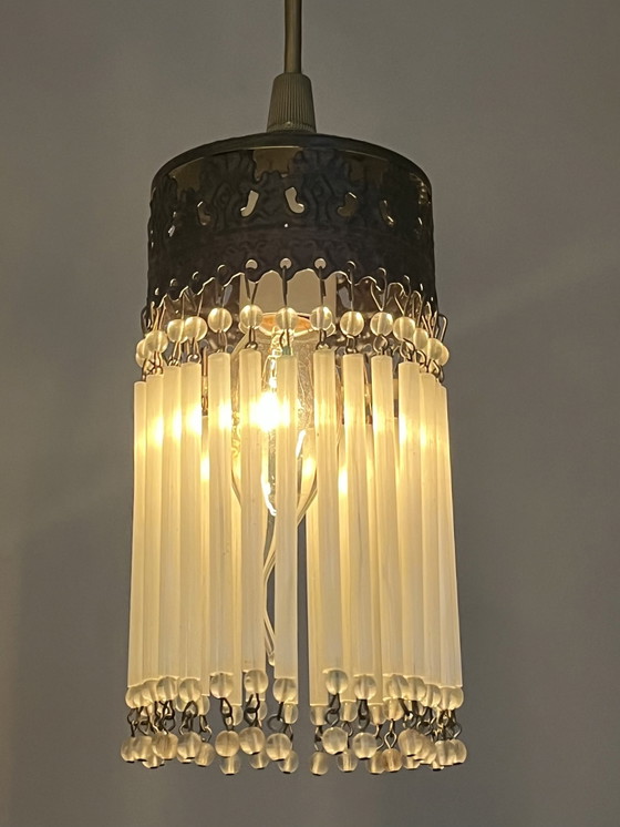 Image 1 of Set Van 2 Vintage Opaline Staafjes Hanglampen Kristal 