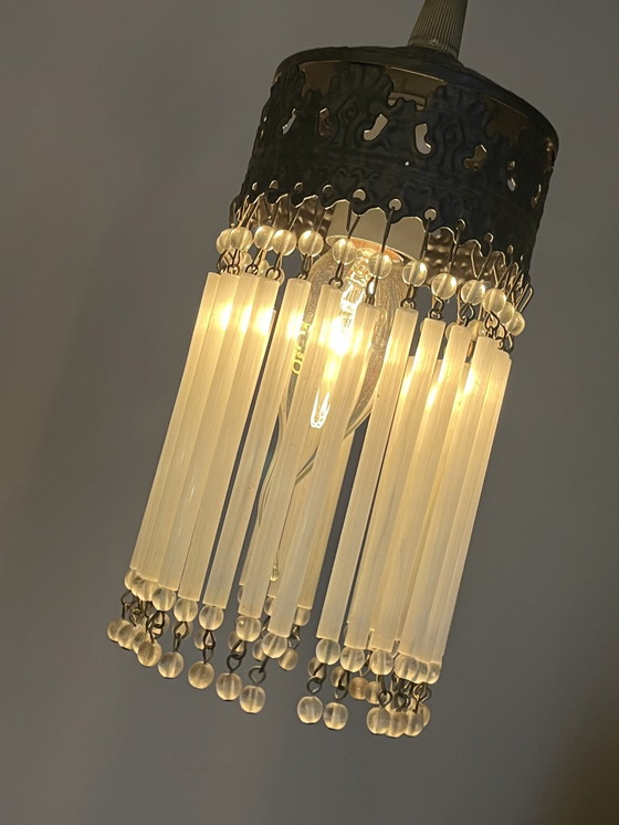 Image 1 of Set Van 2 Vintage Opaline Staafjes Hanglampen Kristal 