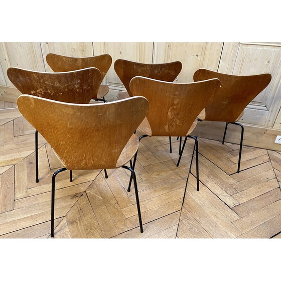 Image 1 of Set van 6 vintage stoelen van Arne Jacobsen