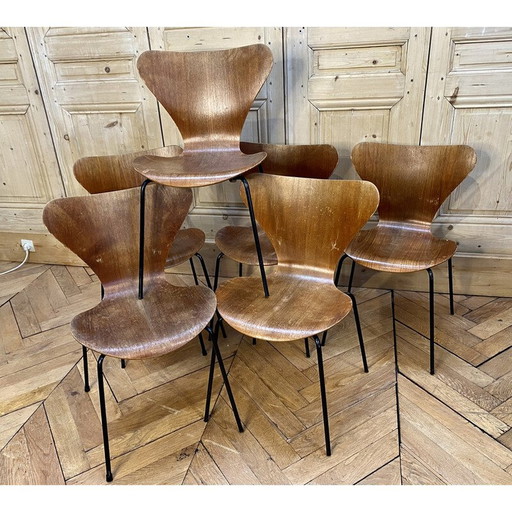 Set van 6 vintage stoelen van Arne Jacobsen