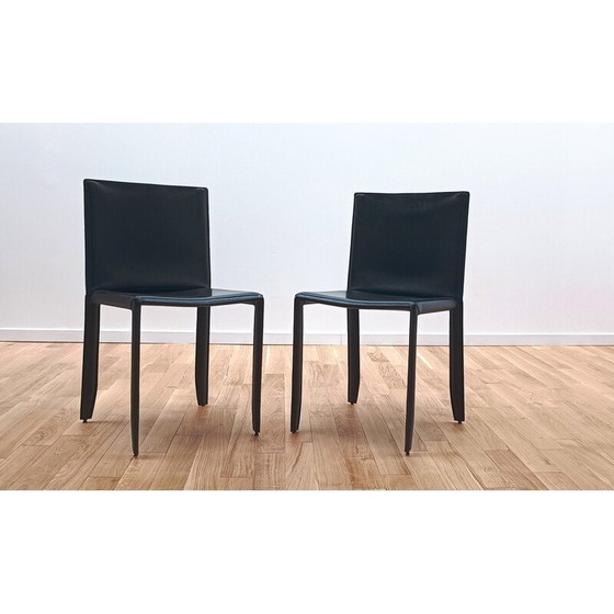 Image 1 of Vintage stoel in dik zwart leer van Margot voor Cattelan Italia