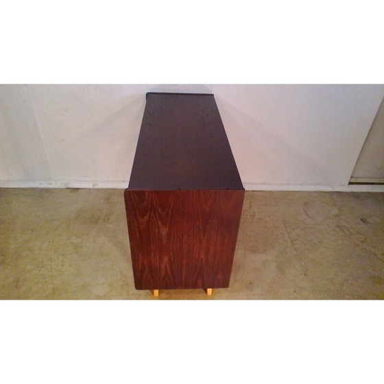 Image 1 of Retro vintage houten dressoir, gebeitst eiken, in groen en bruin van Jiří Jiroutka, 1960