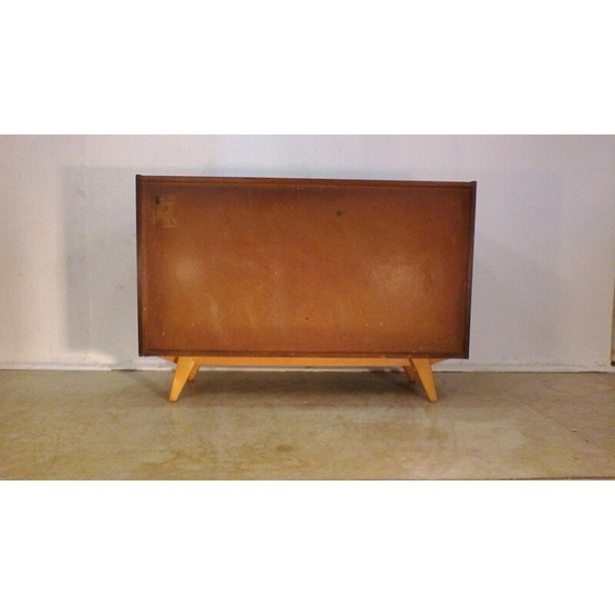 Image 1 of Retro vintage houten dressoir, gebeitst eiken, in groen en bruin van Jiří Jiroutka, 1960