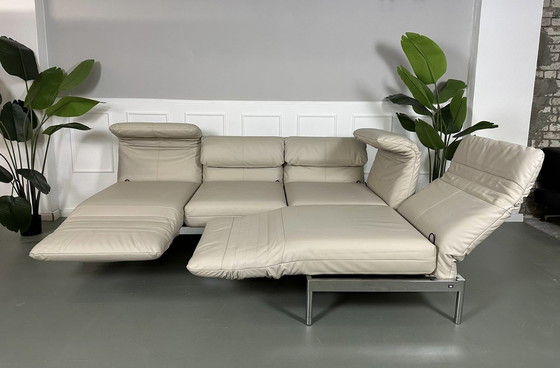 Image 1 of Rolf Benz Plura Leer Beige Designer Sofa Tentoonstellingsstuk