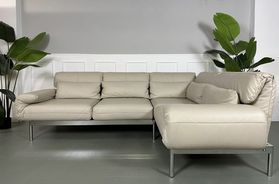 Image 1 of Rolf Benz Plura Leer Beige Designer Sofa Tentoonstellingsstuk