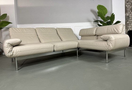 Image 1 of Rolf Benz Plura Leer Beige Designer Sofa Tentoonstellingsstuk