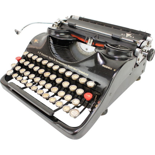 Vintage chromen kunststof typemachine voor Groma, Duitsland 1940