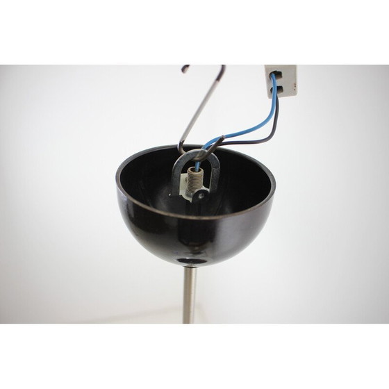 Image 1 of Vintage hanglamp van glas, chroom en bakeliet, Tsjecho-Slowakije 1950