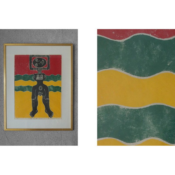 Image 1 of Vintage schilderij door Walter Bengtsson kleurenhoutsnede, 1970