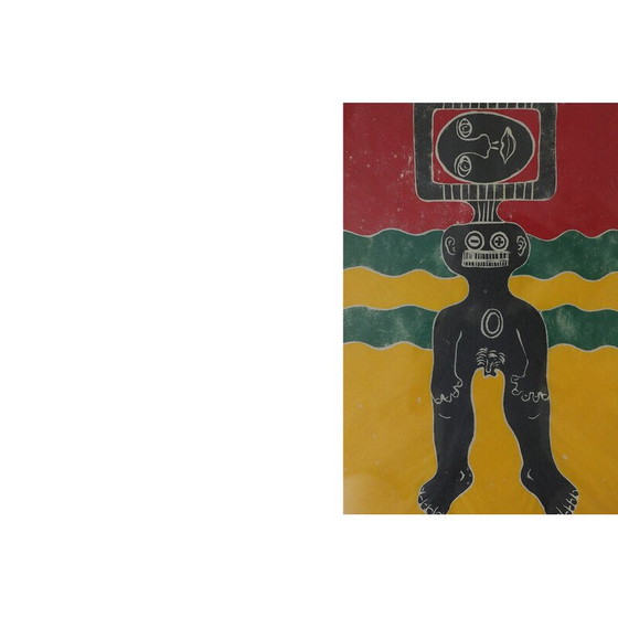 Image 1 of Vintage schilderij door Walter Bengtsson kleurenhoutsnede, 1970