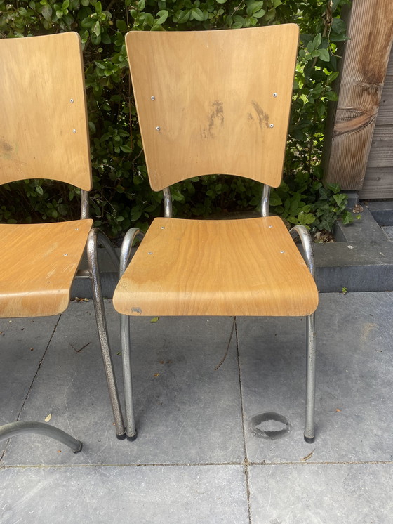 Image 1 of 6x Vintage industriële schoolstoelen