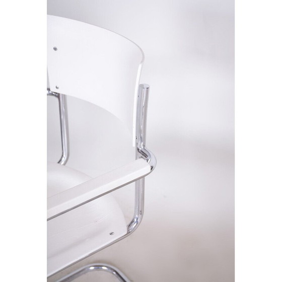 Image 1 of Paar vintage witte stoelen en kruk van Mart Stam voor Mucke Melder, jaren 1930