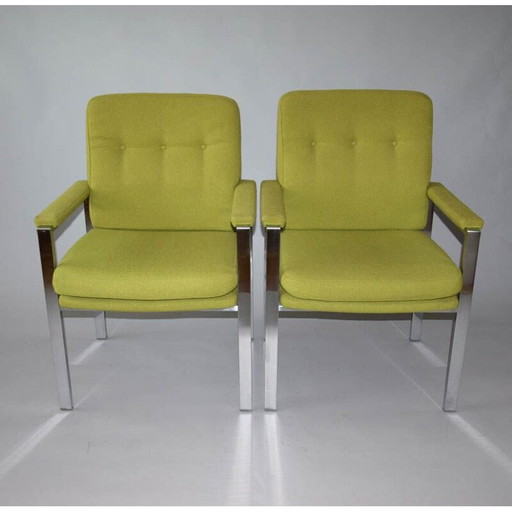 Paar vintage chromen fauteuils van Milo Baughman, 1970