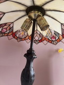 Vintage Tafellamp Tiffany Stijl Glas In Lood Pauwenveren