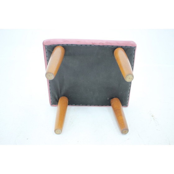 Image 1 of Vintage Deense kruk van teakhout met bekleding, jaren 1960