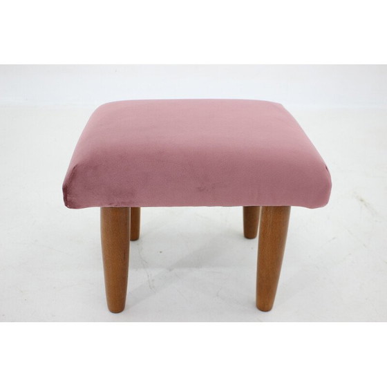 Image 1 of Vintage Deense kruk van teakhout met bekleding, jaren 1960