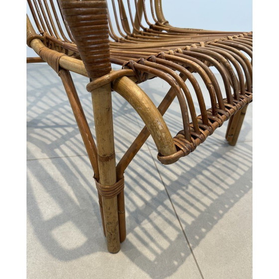 Image 1 of Paar hoge vintage rotan fauteuils, Frankrijk 1950
