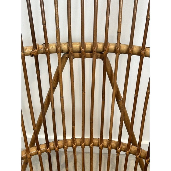 Image 1 of Paar hoge vintage rotan fauteuils, Frankrijk 1950