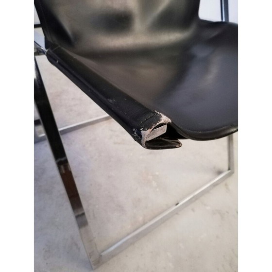 Image 1 of Set van 4 vintage leren klapstoelen door Marcello Cuneo voor Amar, 1970