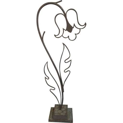 Mid Century bronzen bloem sculptuur door Michel Zadounaïsky, Frankrijk 1989