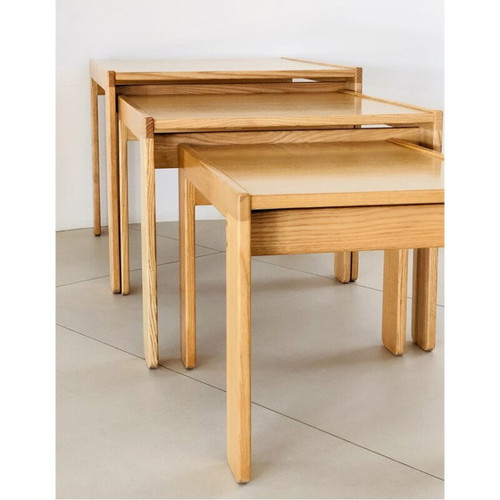 Image 1 of Vintage model 777 nesttafels in essenhout van Afra en Tobia Scarpa voor Cassina, Italië 1960