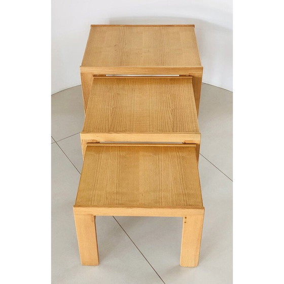 Image 1 of Vintage model 777 nesttafels in essenhout van Afra en Tobia Scarpa voor Cassina, Italië 1960