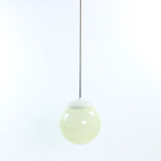 Vintage hanglamp in crème opaline van Elektrosvit, Tsjecho-Slowakije 1950