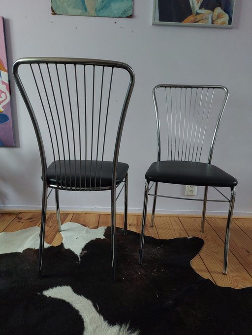 5x Italian design eetkamerstoelen wire chroom