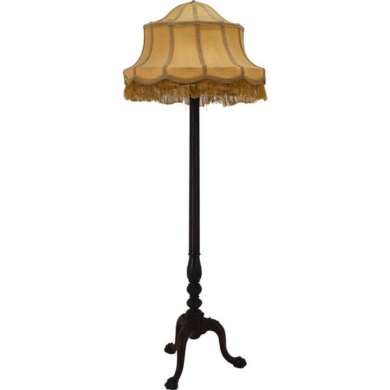 Image 1 of Vintage Art Nouveau vloerlamp van hout en stof, 1910