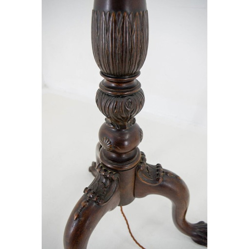 Vintage Art Nouveau vloerlamp van hout en stof, 1910