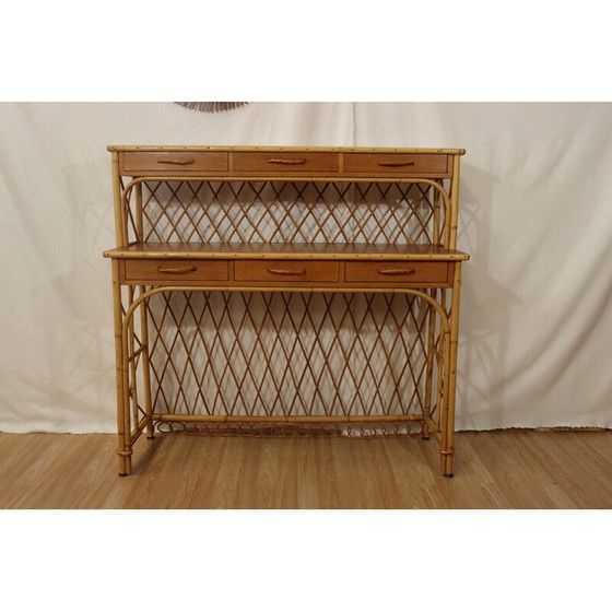 Image 1 of Vintage rotan plank met 6 laden van Audoux Minnet