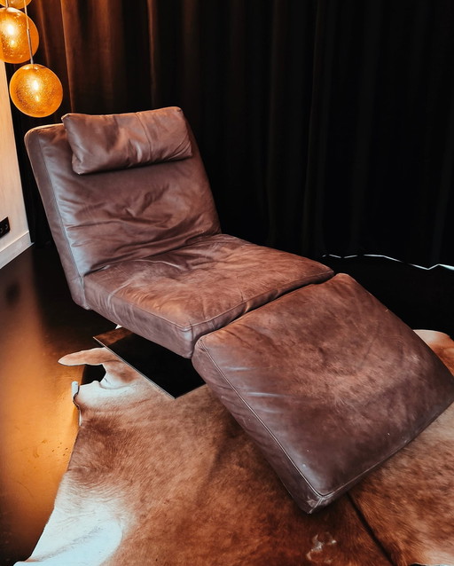 Natuzzi Leren Loungestoel, Verstelbare Rug